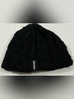 Burton Black Cable Knit Fleece Lined Beanie Ski Snowboard Winter Hat